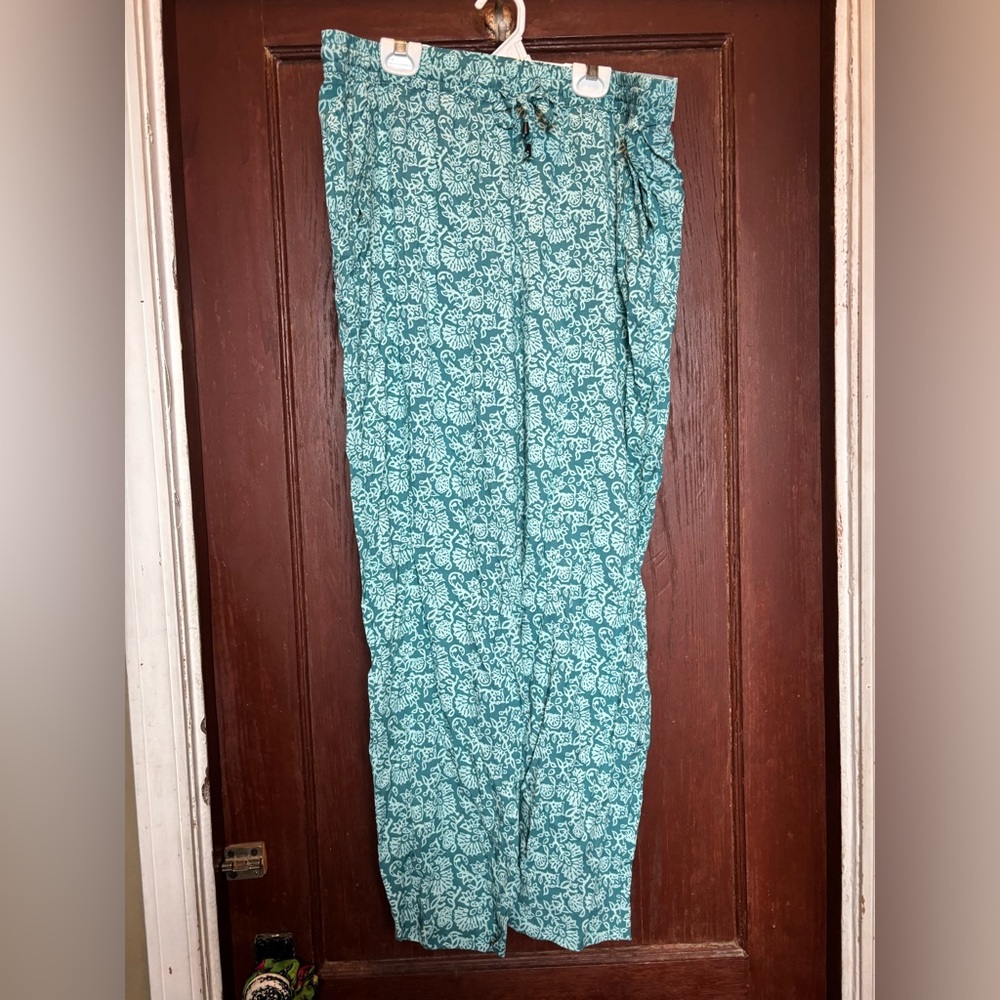 Serra Teal Floral-print Pants